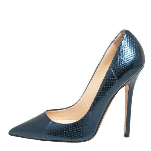 Blue Python Embossed Leather Abel Pointed Toe Pumps Size 36 - Jimmy Choo - Modalova