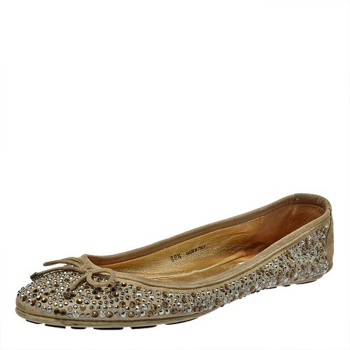 Jimmy Choo Grey Crystal Embellished Suede Weber Ballet Flats Size 38.5 - Jimmy Choo - Modalova