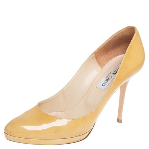 Jimmy Choo Yellow Patent Leather Cosmic Platform Pumps Size 39.5 - Jimmy Choo - Modalova