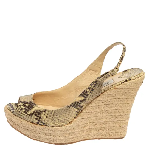Brown Python Polar Espadrille Wedge Slingback Sandals Size 41.5 - Jimmy Choo - Modalova
