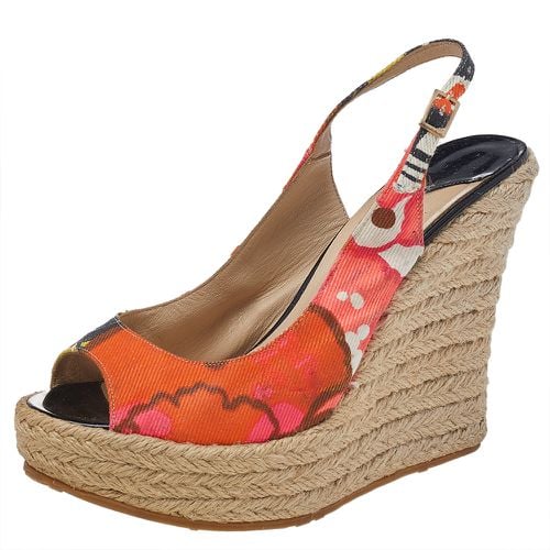 Jimmy Choo Multicolor Canvas Espadrille Wedge Slingback Sandals Size 37 - Jimmy Choo - Modalova