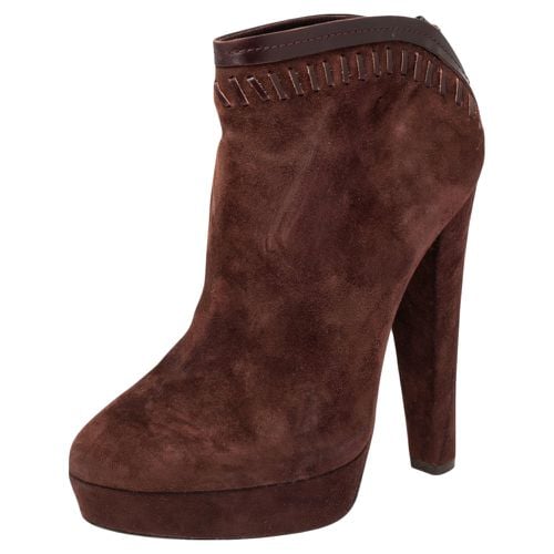 Jimmy Choo Burgundy Suede Back Zipper Ankle Boots Size 37 - Jimmy Choo - Modalova