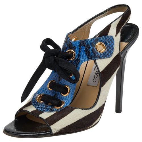 Jimmy Choo Multicolor Calf Hair And Python Leather Lace Up Sandals Size 40 - Jimmy Choo - Modalova