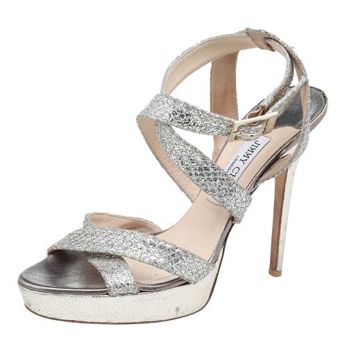 Jimmy Choo Metallic Gold Glitter Fabric Vamp Platform Strappy Sandals Size 40 - Jimmy Choo - Modalova