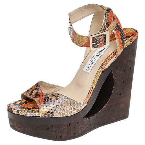 Jimmy Choo Multicolor Python Leather Penelop Wedge Sandals Size 38 - Jimmy Choo - Modalova