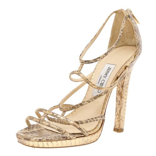 Jimmy Choo Metallic Gold/Beige Leather Strappy Sandals Size 39 - Jimmy Choo - Modalova