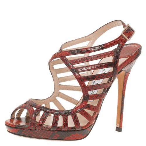 Jimmy Choo Red Python Keenan Python Platform Sandals Size 37.5 - Jimmy Choo - Modalova