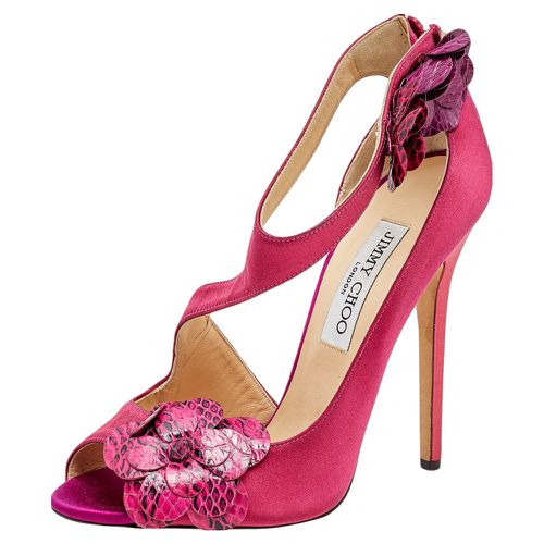 Jimmy Choo Pink Satin And Python Vera Sandals Size 38 - Jimmy Choo - Modalova