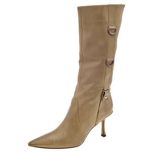 Jimmy Choo Beige Leather Pointed Toe Calf Length Boots Size 38 - Jimmy Choo - Modalova