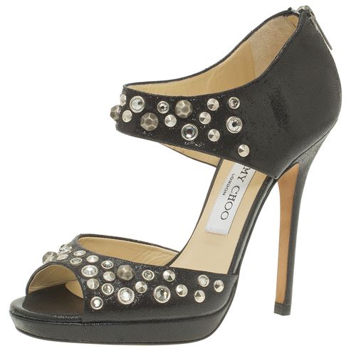 Jimmy Choo Black Studded Leather Bonnie Back Zip Platform Sandals Size 36.5 - Jimmy Choo - Modalova