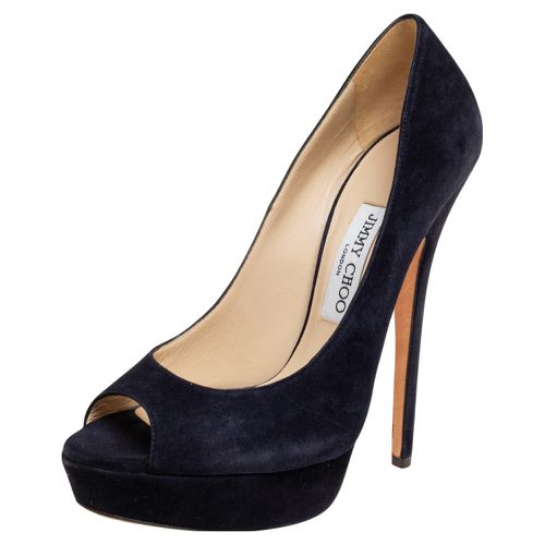 Jimmy Choo Navy Blue Suede Dahlia Platform Pumps Size 39 - Jimmy Choo - Modalova