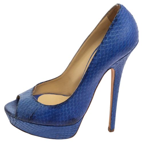 Python Embossed Leather Peep Toe Platform Pumps Size 39 - Jimmy Choo - Modalova