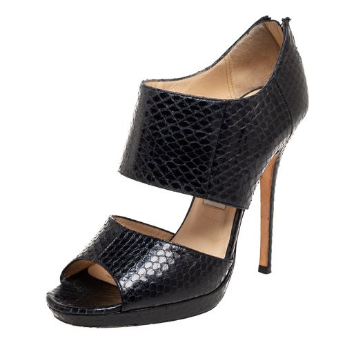 Jimmy Choo Black Snakeskin Leather Private Sandals Size 38 - Jimmy Choo - Modalova