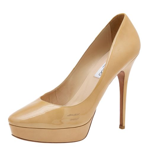 Jimmy Choo Beige Patent Leather Cosmic Platform Pumps Size 40 - Jimmy Choo - Modalova