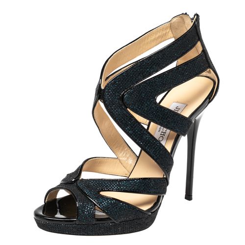 Lamé Fabric And Glitter Leila Sandals Size 36.5 - Jimmy Choo - Modalova