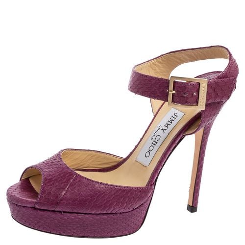 Jimmy Choo Purple Python Leather Peep-Toe Platform Ankle-Strap Sandals Size 36 - Jimmy Choo - Modalova