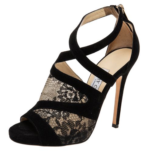 Jimmy Choo Black Lace and Suede Flyte Sandals Size 36.5 - Jimmy Choo - Modalova