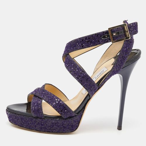 Jimmy Choo Purple Glitter Criss Cross Vamp Platform Sandals Size 39 - Jimmy Choo - Modalova