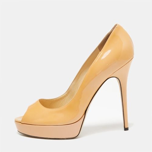 Jimmy Choo Beige Patent Leather Crown Peep-Toe Platform Pumps Size 41 - Jimmy Choo - Modalova