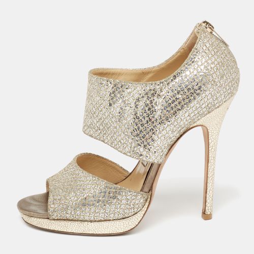 Jimmy Choo Silver/Gold Coarse Glitter Private Platform Sandals Size 37 - Jimmy Choo - Modalova