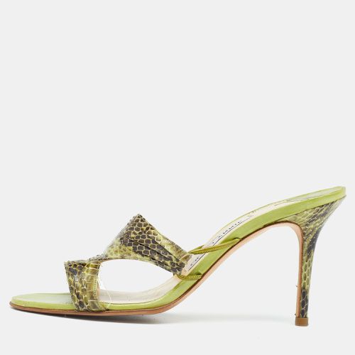 Jimmy Choo Green Snakeskin Leather Slide Sandals Size 38.5 - Jimmy Choo - Modalova