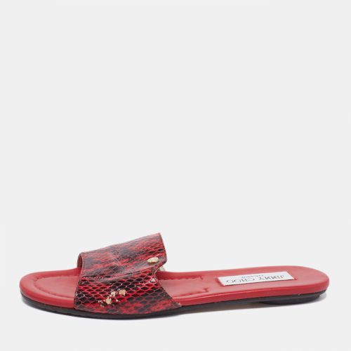 Jimmy Choo Red/Black Python Leather Nanda Flat Slides Size 36 - Jimmy Choo - Modalova