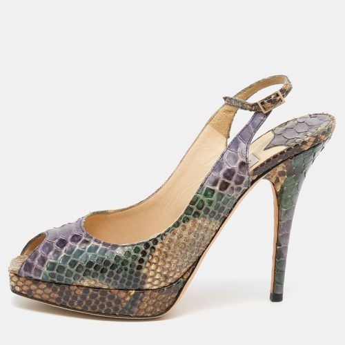 Jimmy Choo Multicolor Python Leather Peep Toe Platform Nova Slingback Sandals Size 39.5 - Jimmy Choo - Modalova