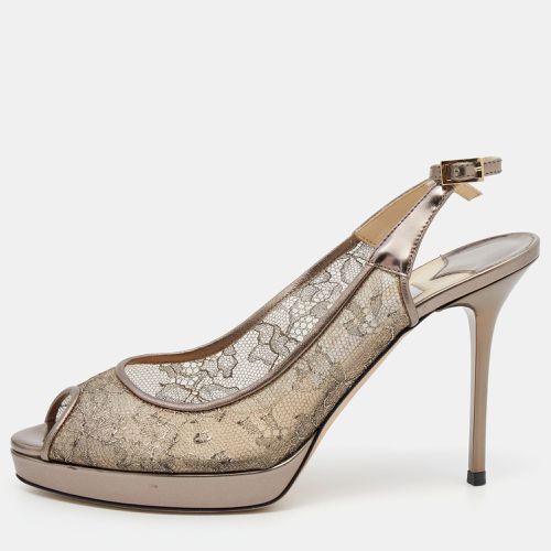 Jimmy Choo Metallic Brown Lace Dahlia Peep Toe Pumps Size 37 - Jimmy Choo - Modalova