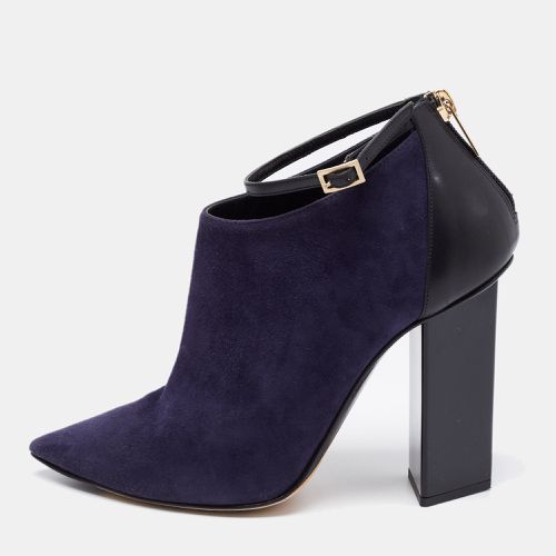 Jimmy Choo Midnight Blue/Black Suede and Leather Vanish Ankle-Strap Booties Size 36 - Jimmy Choo - Modalova