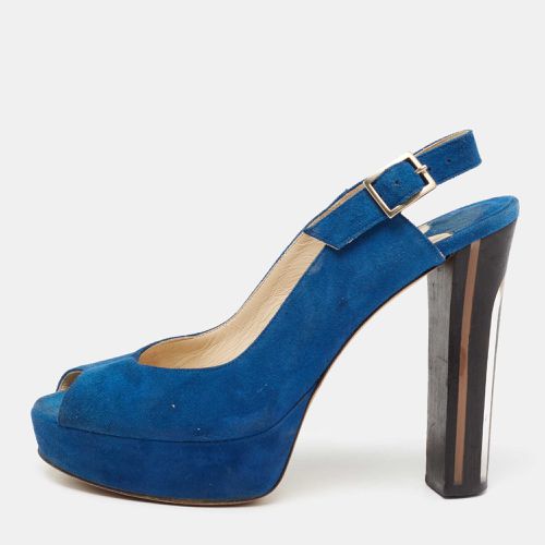 Jimmy Choo Blue Suede Lexy Platform Slingback Sandals Size 37 - Jimmy Choo - Modalova