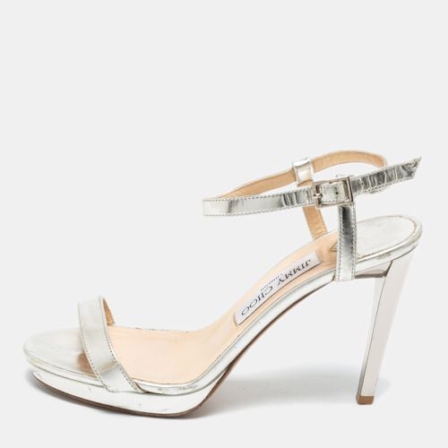 Jimmy Choo Metallic Silver Leather Minny Ankle Strap Sandals Size 37 - Jimmy Choo - Modalova