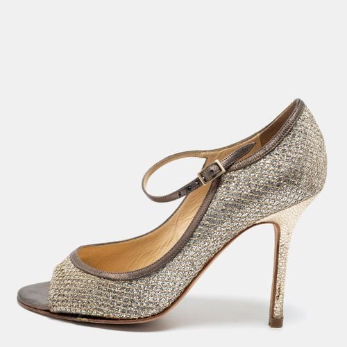 Jimmy Choo Silver/Gold Glitter And Leather Mary Jane Pumps Size 37.5 - Jimmy Choo - Modalova