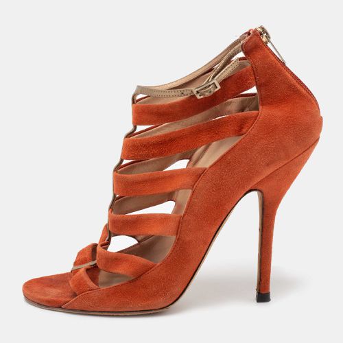 Jimmy Choo Orange Suede Fathom Strappy Cage Sandals Size 40 - Jimmy Choo - Modalova