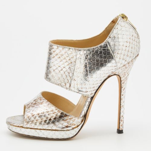 Jimmy Choo Metallic Silver Python Leather Private Open Toe Pumps Size 37.5 - Jimmy Choo - Modalova