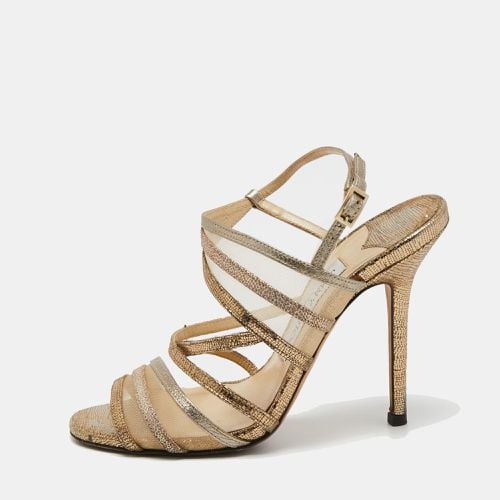 Jimmy Choo Metallic Gold Mesh and Leather Ankle Strap Sandals Size 36 - Jimmy Choo - Modalova