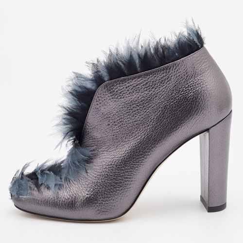 Jimmy Choo Metallic Grey Leather and Fabric Ladine Ankle Booties Size 39 - Jimmy Choo - Modalova