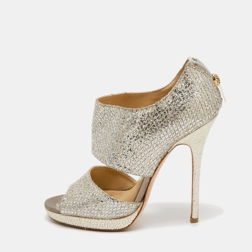 Jimmy Choo Metallic Silver Glitter Private Platform Sandals Size 37 - Jimmy Choo - Modalova