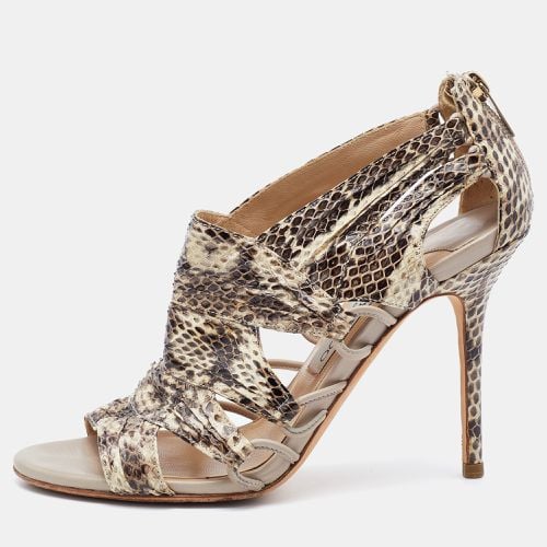 Jimmy Choo Beige/Brown Python Leather Open Toe Pumps Size 38 - Jimmy Choo - Modalova