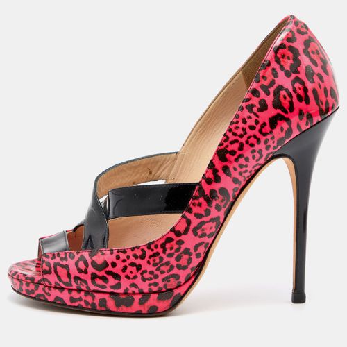 Leopard Print Patent Leather Open Toe Pumps Size 39 - Jimmy Choo - Modalova