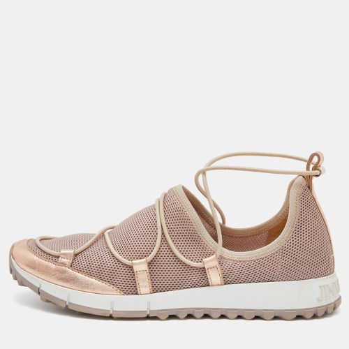 Jimmy Choo Metallic Beige Leather and Mesh Slip On Low Top Sneakers Size 38 - Jimmy Choo - Modalova