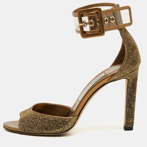 Jimmy Choo Metallic Lurex Fabric and PVC Moscow Ankle Strap Sandals Size 37.5 - Jimmy Choo - Modalova