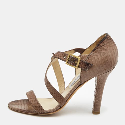 Choo Brown Watersnake Cross Strap Block Heel Sandals Size 39 - Jimmy Choo - Modalova