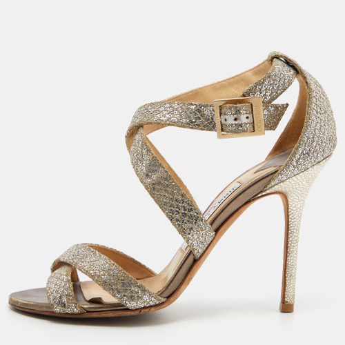 Jimmy Choo Gold Glitter Louise Strappy Sandals Size 38 - Jimmy Choo - Modalova