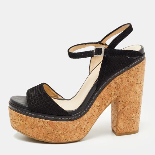 Jimmy Choo Black Suede Cork Block Heel Sandals Size 41 - Jimmy Choo - Modalova