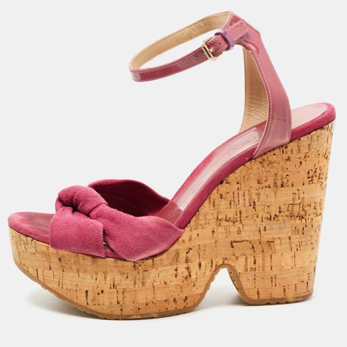 Jimmy Choo Pink Patent Leather and Suede Wedge Sandals Size 40.5 - Jimmy Choo - Modalova