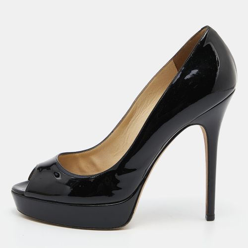 Jimmy Choo Black Patent Leather Crown Platform Peep Toe Pumps Size 39 - Jimmy Choo - Modalova