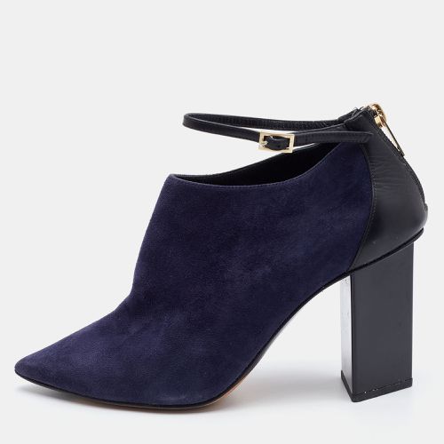 Jimmy Choo Blue/Black Suede and Leather Pointed Toe Ankle Strap Booties Size 37 - Jimmy Choo - Modalova