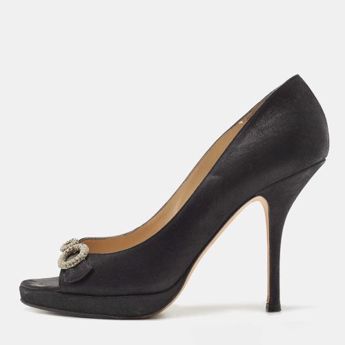 Jimmy Choo Black Nubuck Leather Open Toe Pumps Size 38 - Jimmy Choo - Modalova