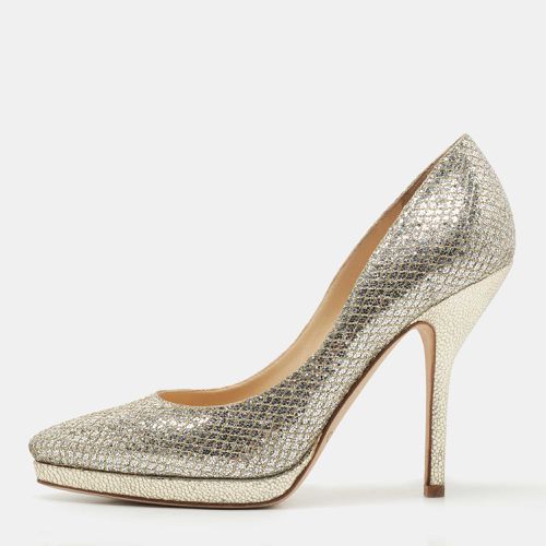 Jimmy Choo Silver Glitter and Leather Platform Pumps Size 37.5 - Jimmy Choo - Modalova