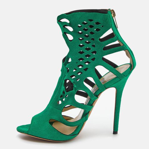 Jimmy Choo Green Suede Cut Out Sandals Size 38.5 - Jimmy Choo - Modalova